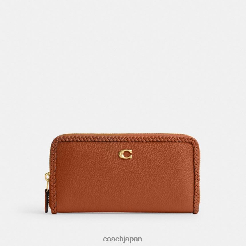 Coach 女性 ブレード付きアコーディオンジップウォレット b4/磨かれた琥珀色 TZL402322