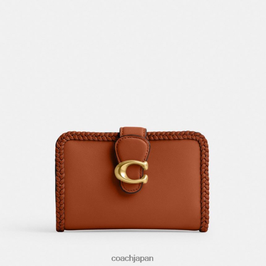 Coach 女性 三つ編みタビーミディアムウォレット b4/磨かれた琥珀色 TZL402333