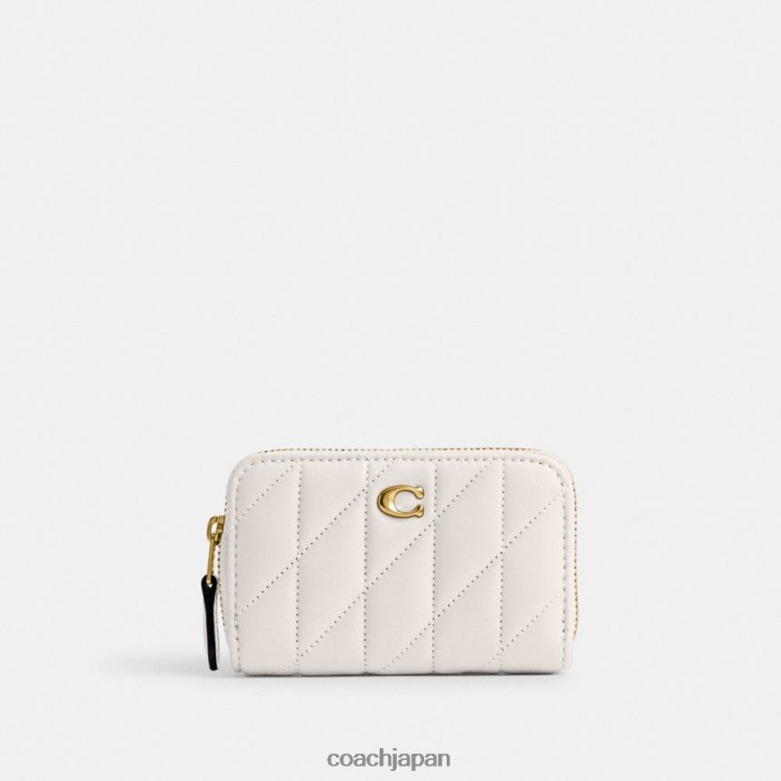 Coach 女性 小さなジップアラウンドカードケース、枕キルティング付き b4/チョーク TZL402376