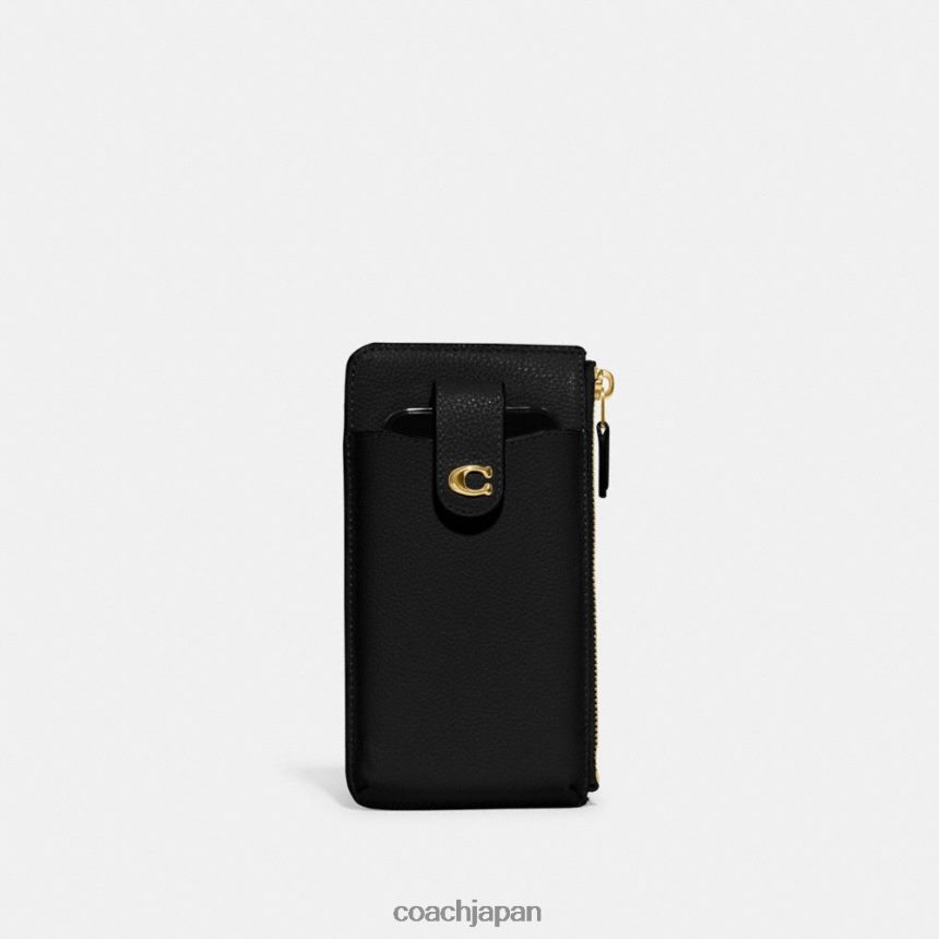 Coach 女性 必須の携帯電話ウォレット b4/黒 TZL402389