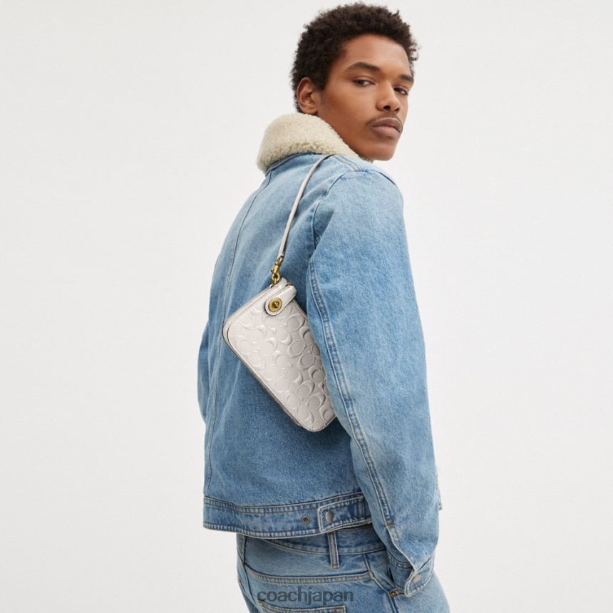 Coach 女性 ペン ショルダーバッグ シグネチャー レザー b4/チョーク TZL40266