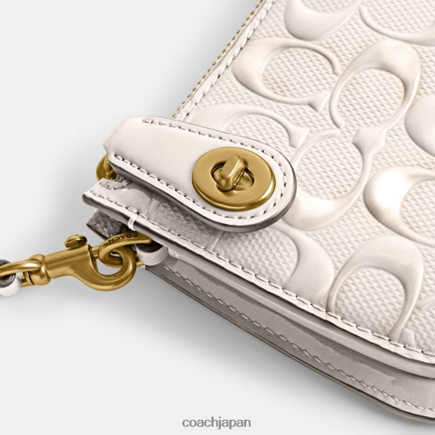 Coach 女性 ペン ショルダーバッグ シグネチャー レザー b4/チョーク TZL40266