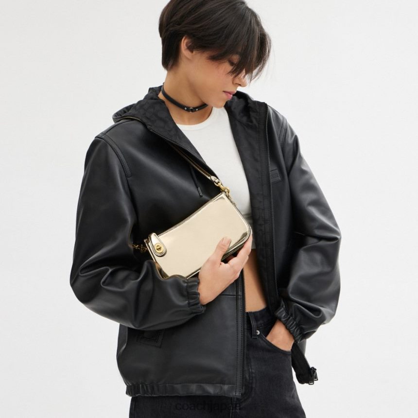 Coach 女性 ペン ショルダーバッグ シルバーメタリック b4/ゴールド TZL40268