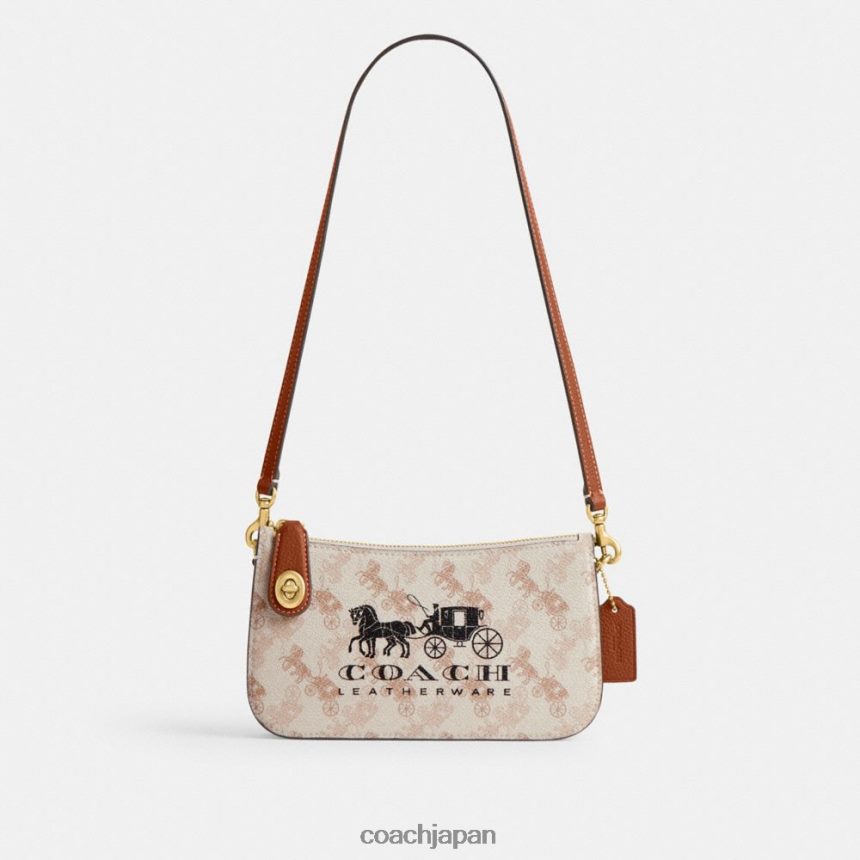 Coach 女性 馬車プリントのペン ショルダーバッグ b4/チョーク磨きアンバー TZL40273