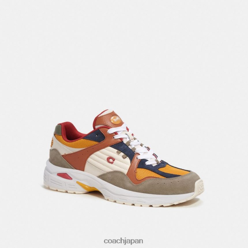 Coach 男性 c301スニーカー グリーン/バターカップ TZL402738