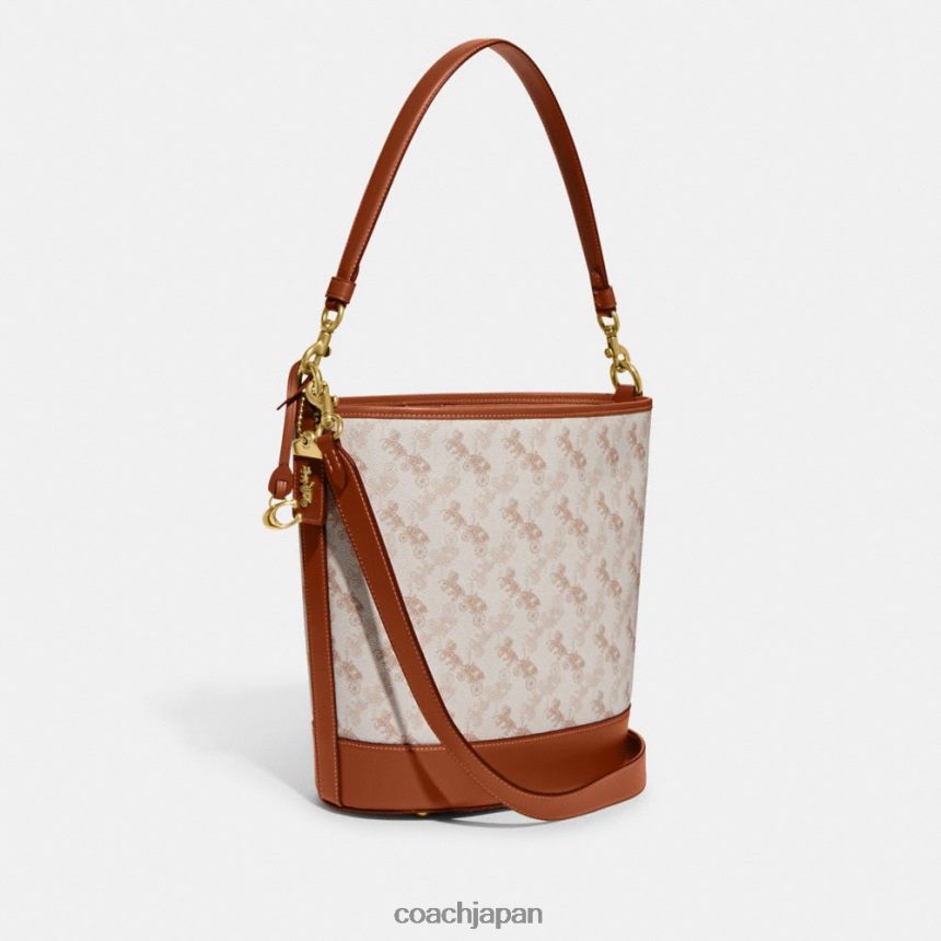 Coach 女性 dakota バケットバッグ 馬車プリント b4/チョーク磨きアンバー TZL40223