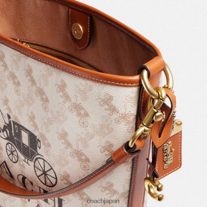 Coach 女性 dakota バケットバッグ 馬車プリント b4/チョーク磨きアンバー TZL40223