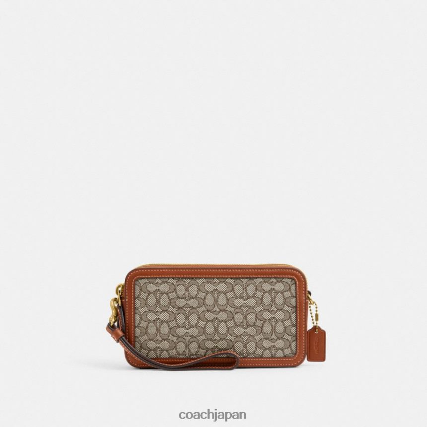 Coach 女性 マイクロシグネチャージャカードのkiraクロスボディ B4/ココアバーニッシュAMB TZL402306