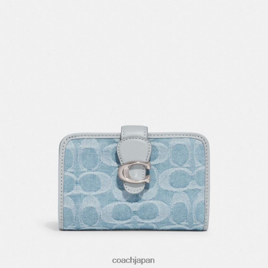 Coach 女性 シグネチャーデニムのタビーミディアムウォレット lh/ペールブルー TZL402156