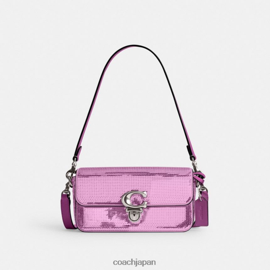 Coach 女性 スパンコール付きスタジオ バゲット バッグ lh/ダークマゼンタ TZL402188