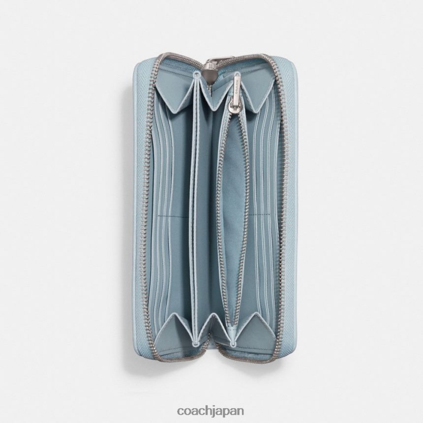 Coach 女性 シグネチャーデニム製アコーディオンジップウォレット lh/ペールブルー TZL402324