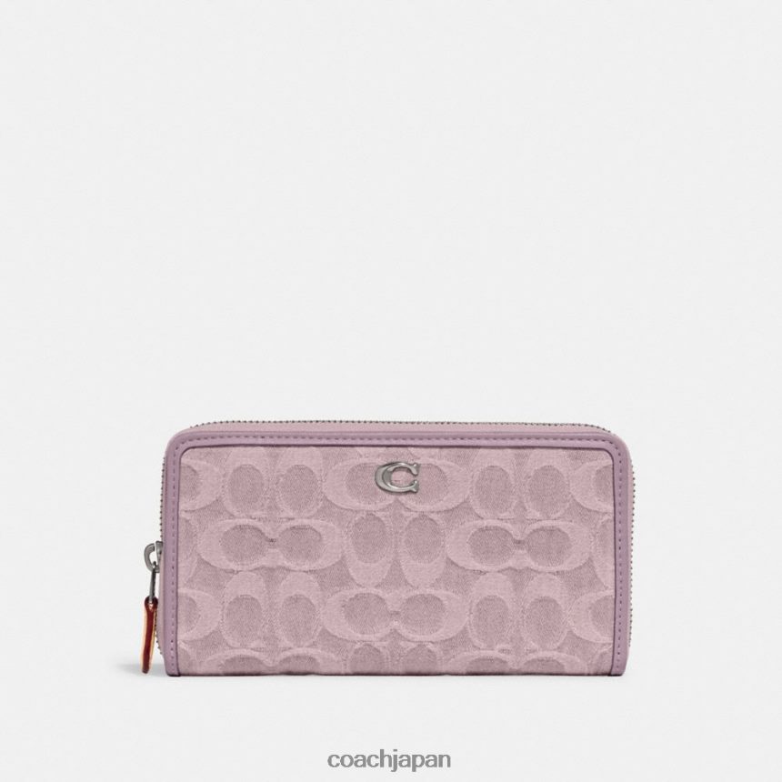 Coach 女性 シグネチャーデニム製アコーディオンジップウォレット lh/ペールパープル TZL402325