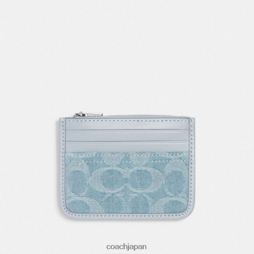 Coach 女性 シグネチャーデニムのジップカードケース lh/ペールブルー TZL402385