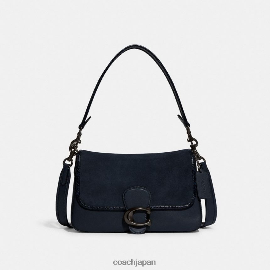 Coach 女性 スネークスキンのディテールを施したソフトタビーショルダーバッグ v5/ミッドナイトネイビー TZL402121