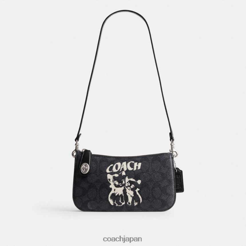 Coach 女性 リル・ナズ x ドロップ・ペン ショルダーバッグ (シグネチャー キャンバス製) lh/lh/キトゥン ロックアップ ブラック TZL40262