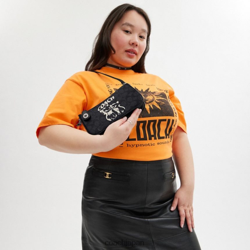 Coach 女性 リル・ナズ x ドロップ・ペン ショルダーバッグ (シグネチャー キャンバス製) lh/lh/キトゥン ロックアップ ブラック TZL40262