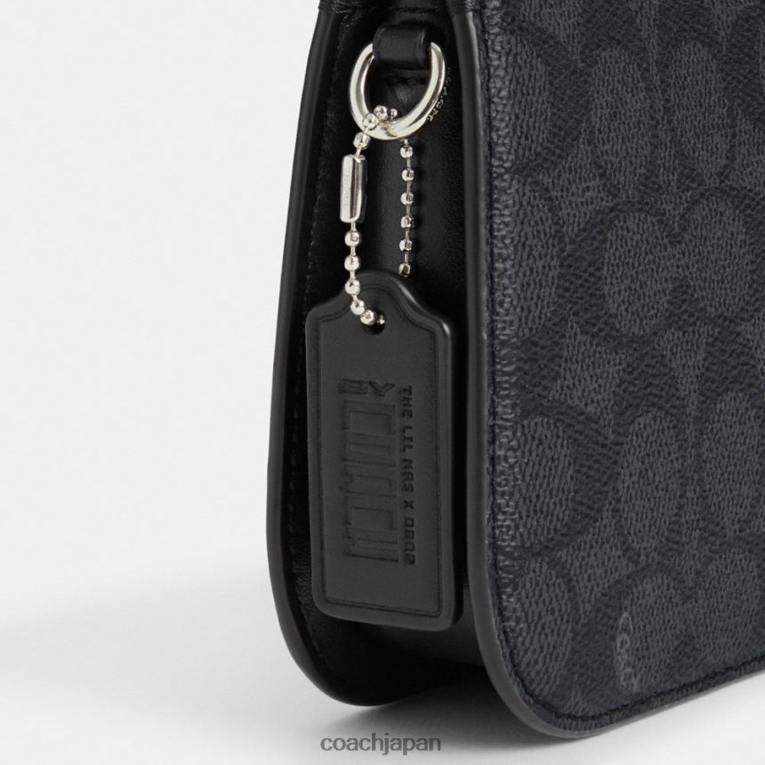 Coach 女性 リル・ナズ x ドロップ・ペン ショルダーバッグ (シグネチャー キャンバス製) lh/lh/キトゥン ロックアップ ブラック TZL40262